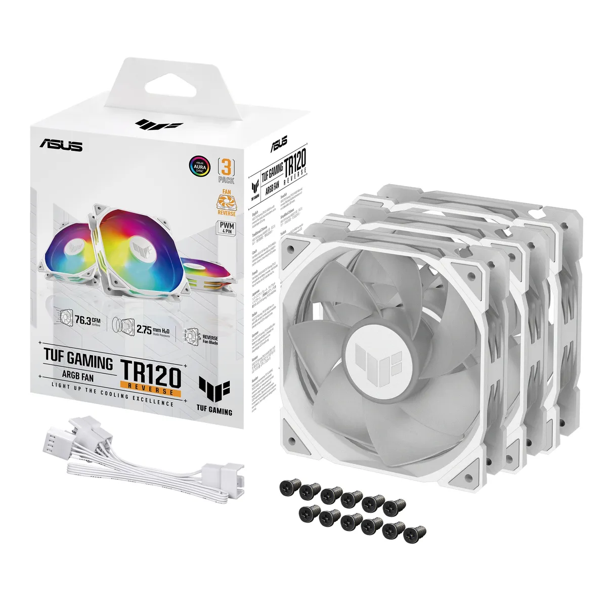 Вентилятор Asus TUF Gaming TR120 ARGB Reverse Triple Pack White (90DA00D3-B09020) - мініатюра 11