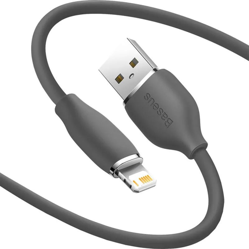 Кабель Baseus Jelly Liquid Silica Gel USB - Lightning (M/M), 2.4 A, 2 м, Black (CAGD000101) - мініатюра 3