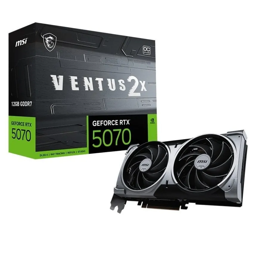 Відеокарта GF RTX 5070 12GB GDDR7 Ventus 2X OC MSI (GeForce RTX 5070 12G VENTUS 2X OC) - мініатюра 6
