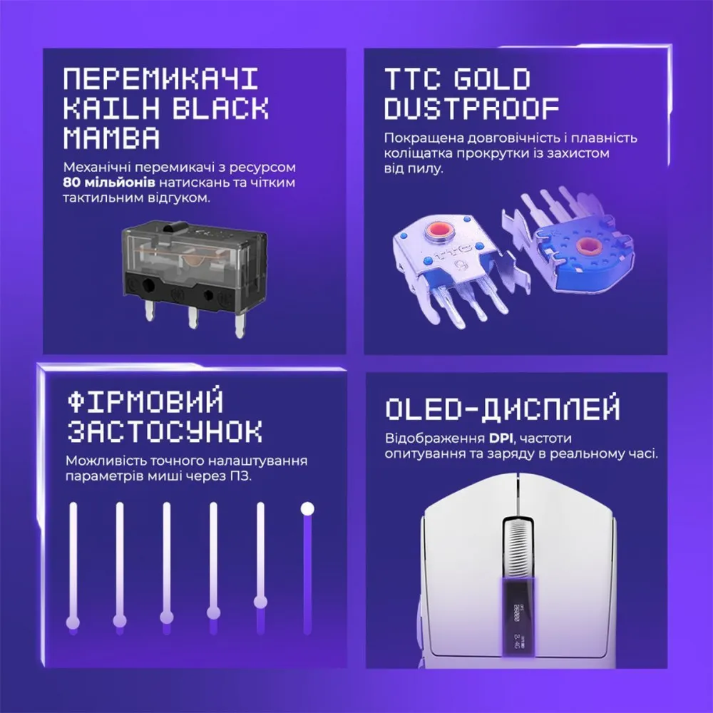Бездротова ігрова миша Proove Gaming Jester 8K (white) - мініатюра 7