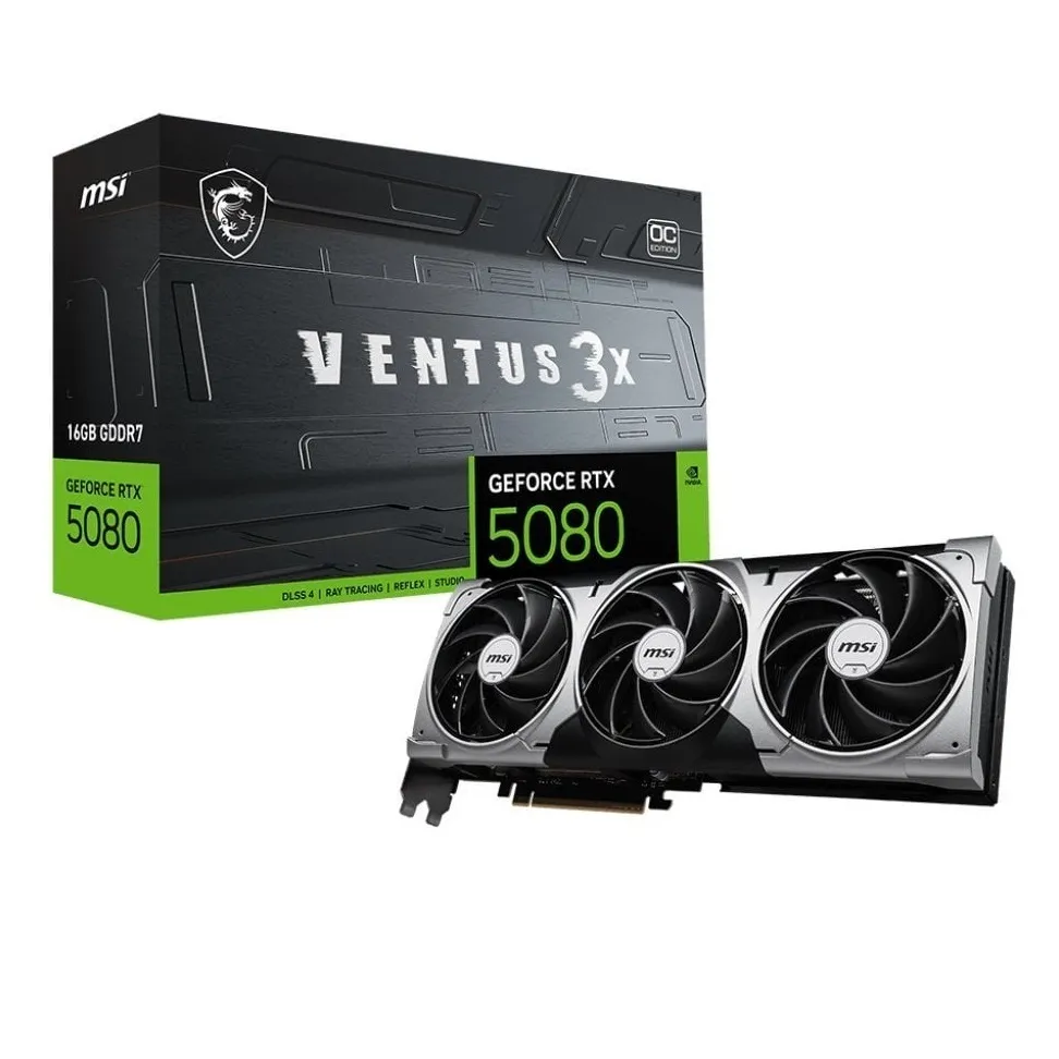 Відеокарта GF RTX 5080 16GB GDDR7 Ventus 3X OC MSI (GeForce RTX 5080 16G VENTUS 3X OC) - зображення 1