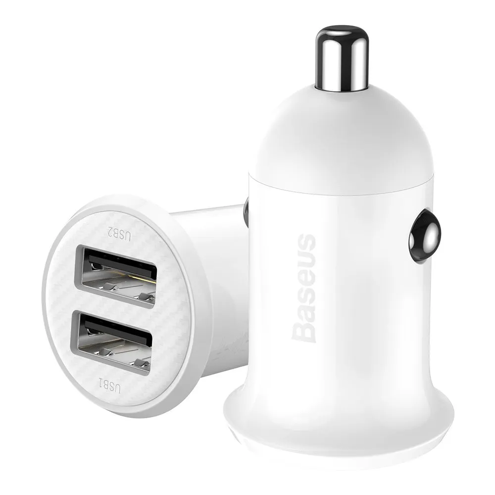 Автомобільний зарядний пристрій Baseus Grain Pro 4.8A 2USB White (CCALLP-02) - мініатюра 2