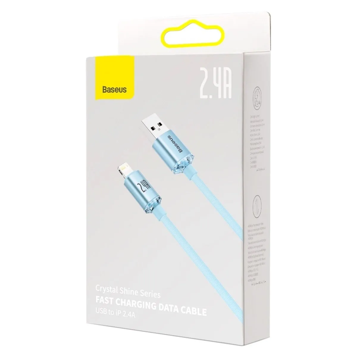 Кабель Baseus Crystal Shine USB - Lightning (M/M), 2.4A, 2 м Sky Blue (CAJY001203) - мініатюра 6