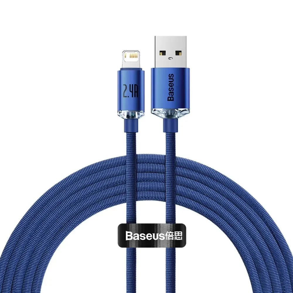 Кабель Baseus Crystal Shine USB - Lightning (M/M), 2.4A, 2 м Blue (CAJY000103) - зображення 1