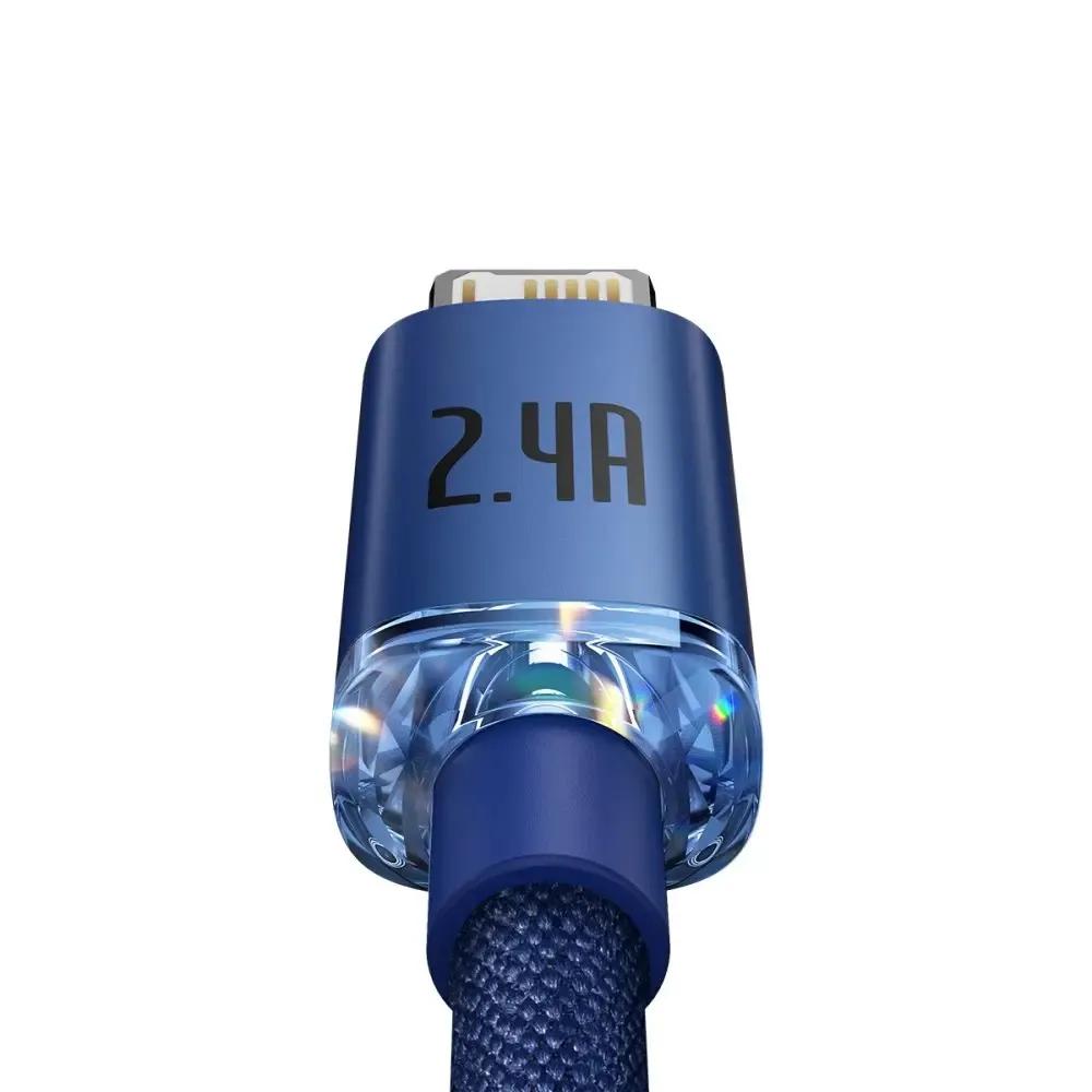 Кабель Baseus Crystal Shine USB - Lightning (M/M), 2.4A, 2 м Blue (CAJY000103) - мініатюра 3
