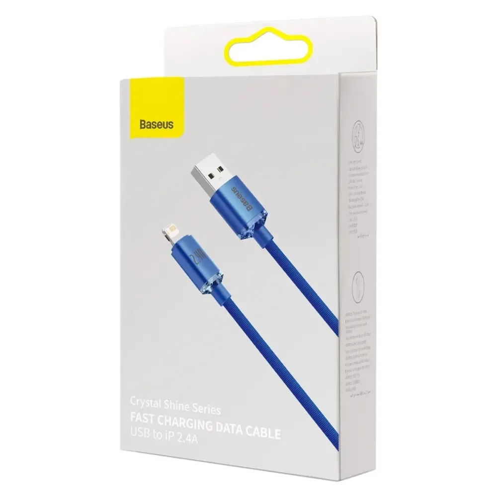Кабель Baseus Crystal Shine USB - Lightning (M/M), 2.4A, 2 м Blue (CAJY000103) - мініатюра 7