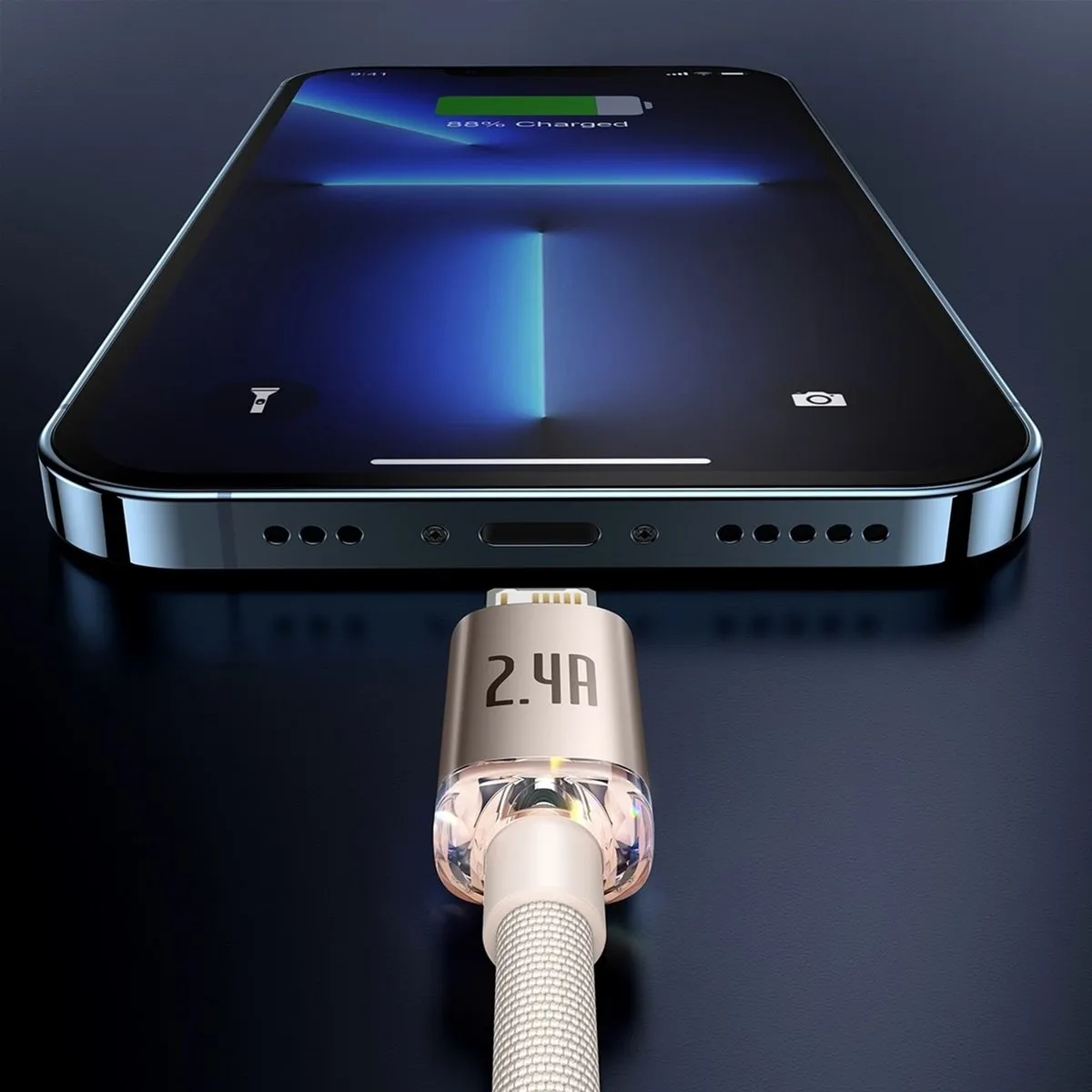 Кабель Baseus Crystal Shine USB - Lightning (M/M), 2.4A, 2 м Pink (CAJY001204) - мініатюра 6
