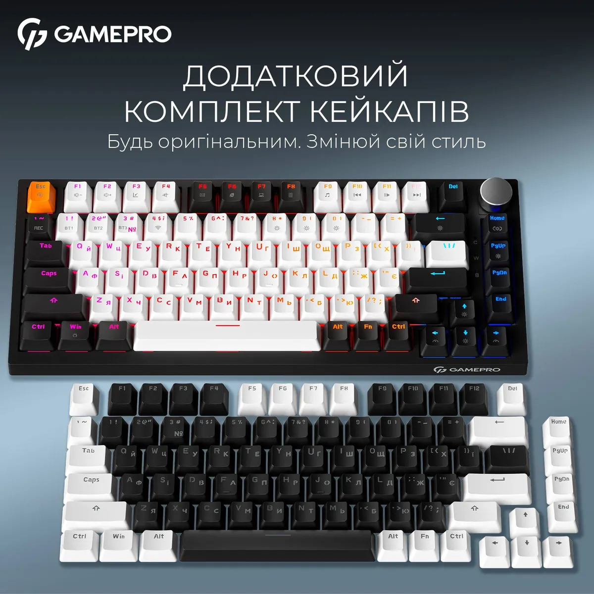 Бездротова механічна клавіатура GamePro Asgard Valhalla (MK160B Pro) 75% QLAB orange switches - мініатюра 5
