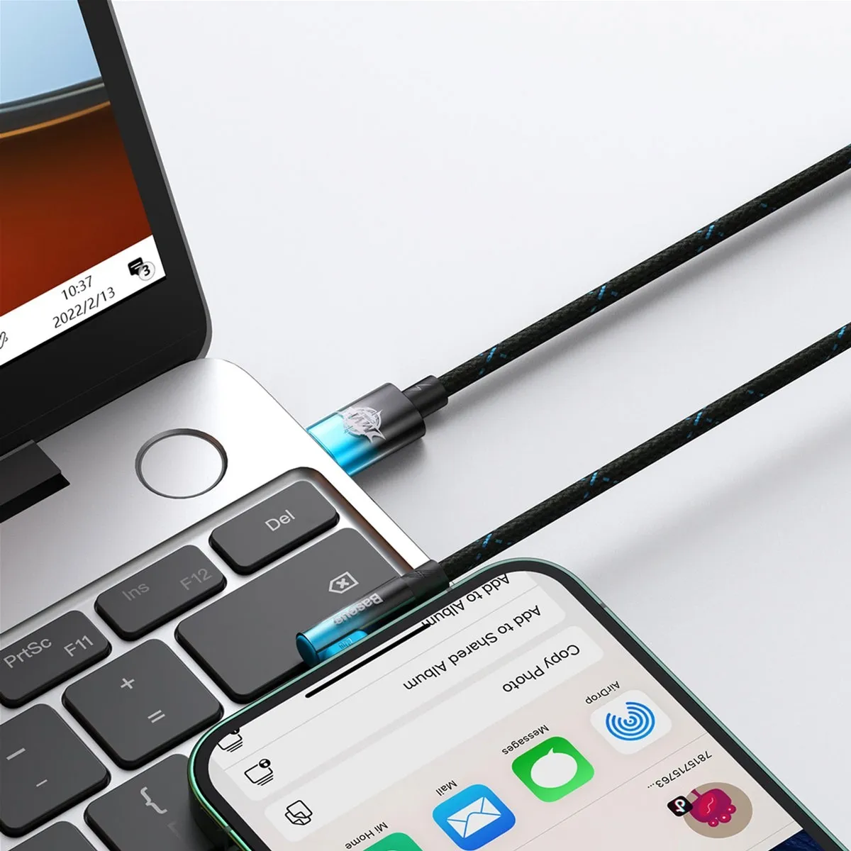 Кабель Baseus MVP 2 USB Type-C - Lightning (M/M), 20W, 1 м Black/Blue (CAVP000221) - мініатюра 6