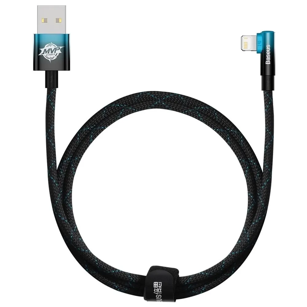 Кабель Baseus MVP 2 USB - Lightning (M/M), 2.4A, 1 м Black/Blue (CAVP000021) - зображення 1