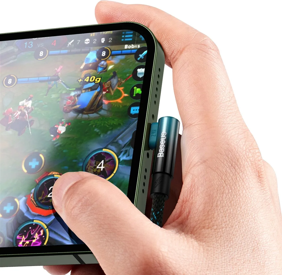 Кабель Baseus MVP 2 USB - Lightning (M/M), 2.4A, 1 м Black/Blue (CAVP000021) - мініатюра 4