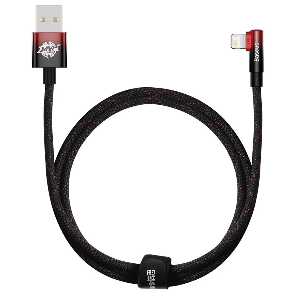 Кабель Baseus MVP 2 USB - Lightning (M/M), 2.4A, 1 м Black/Red (CAVP000020) - зображення 1