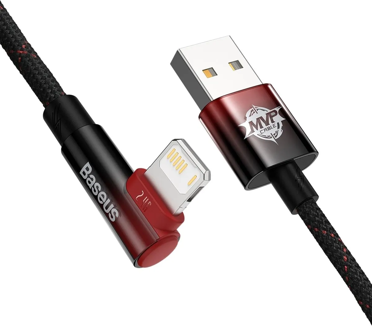 Кабель Baseus MVP 2 USB - Lightning (M/M), 2.4A, 1 м Black/Red (CAVP000020) - мініатюра 2