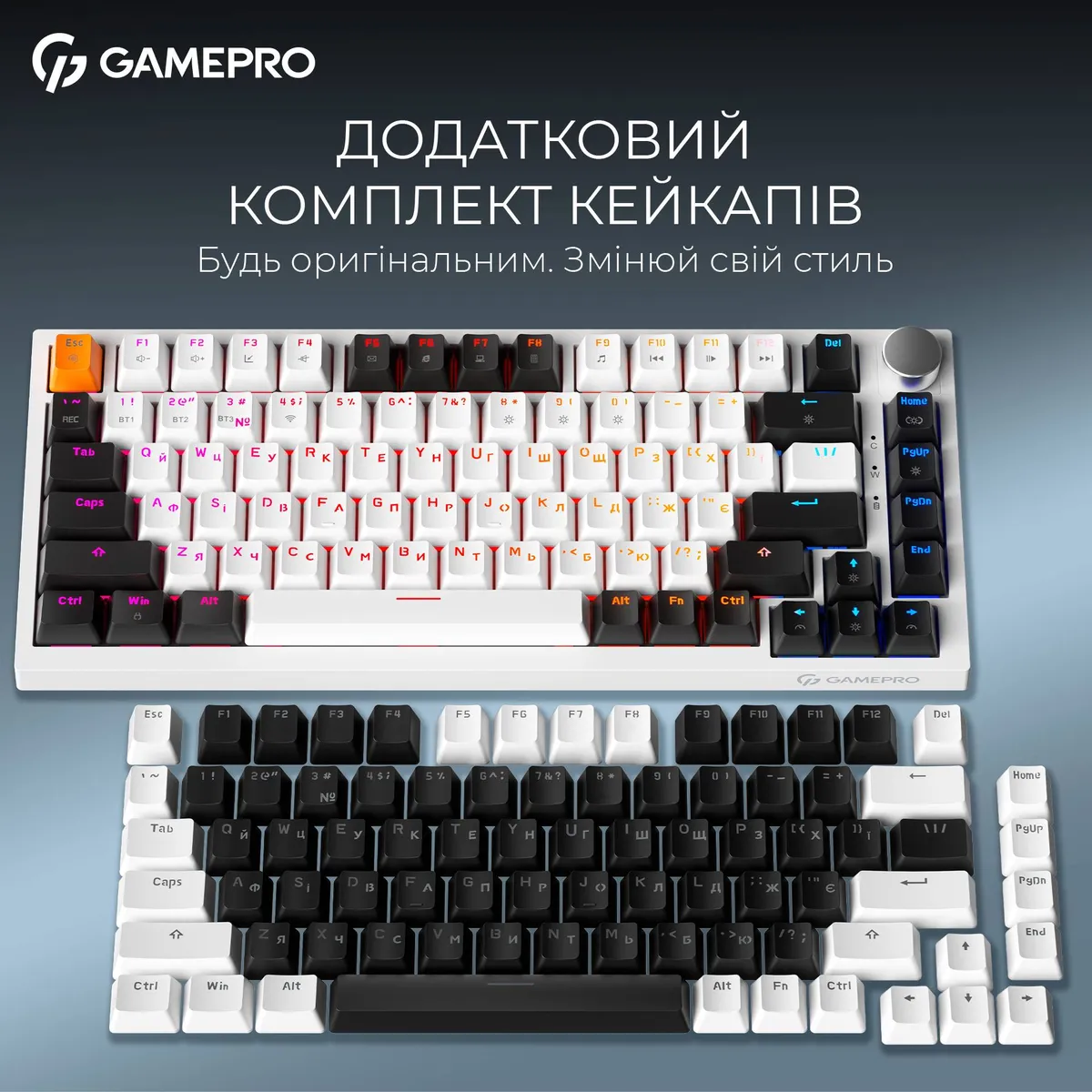 Бездротова механічна клавіатура GamePro Asgard Valhalla (MK160W Pro) 75% QLAB orange switches - мініатюра 5