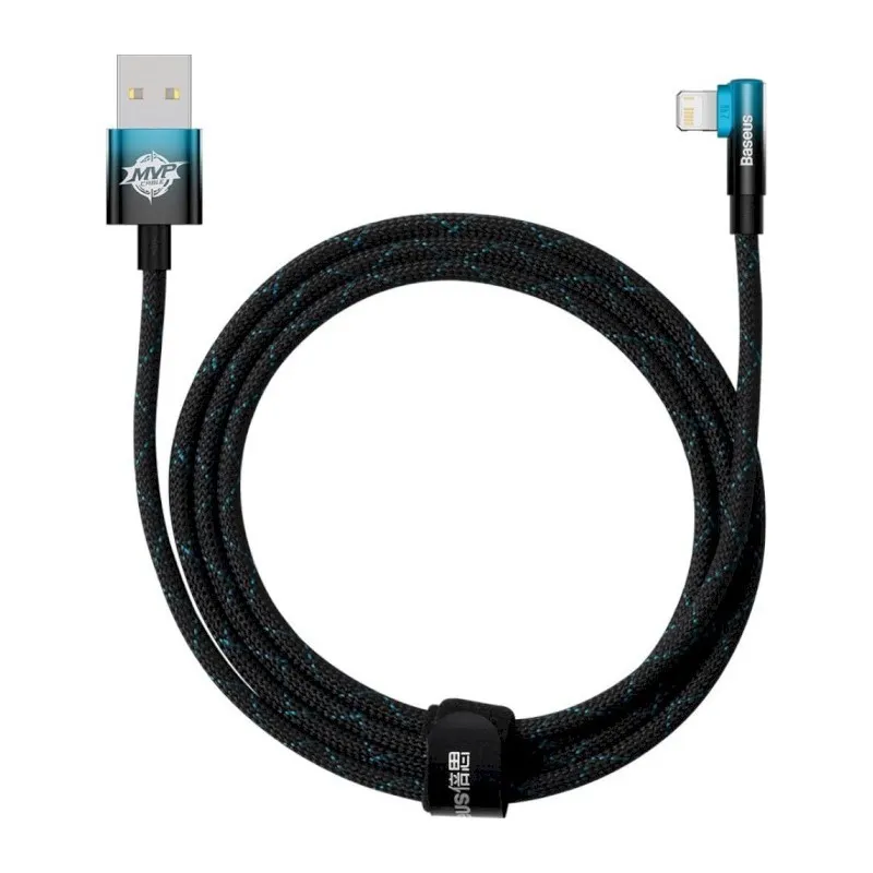 Кабель Baseus MVP 2 USB - Lightning (M/M), 2.4A, 2 м Black/Blue (CAVP000121) - зображення 1