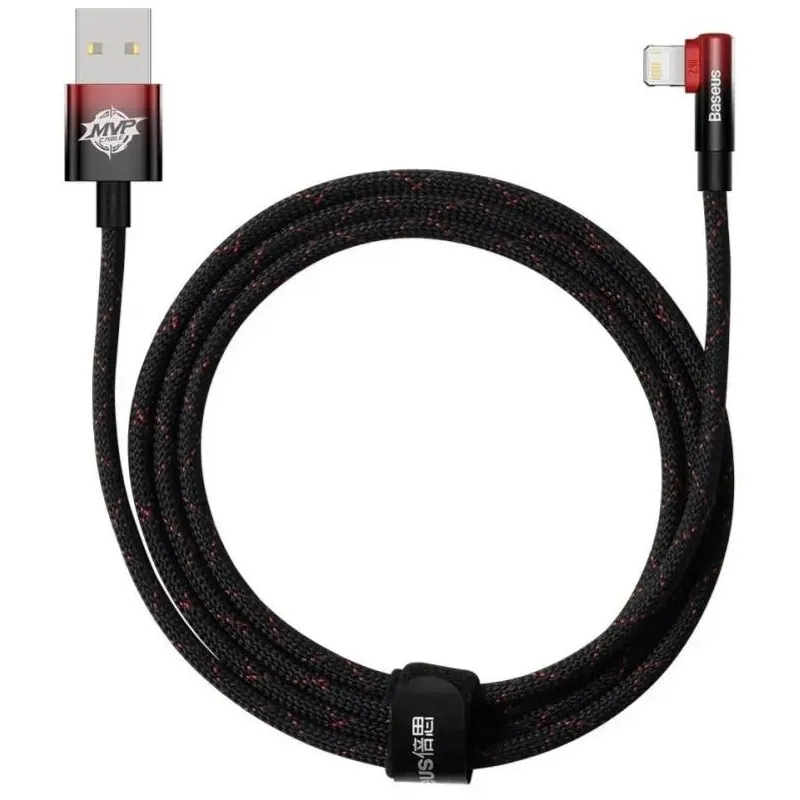 Кабель Baseus MVP 2 USB - Lightning (M/M), 2.4A, 2 м Black/Red (CAVP000120) - зображення 1