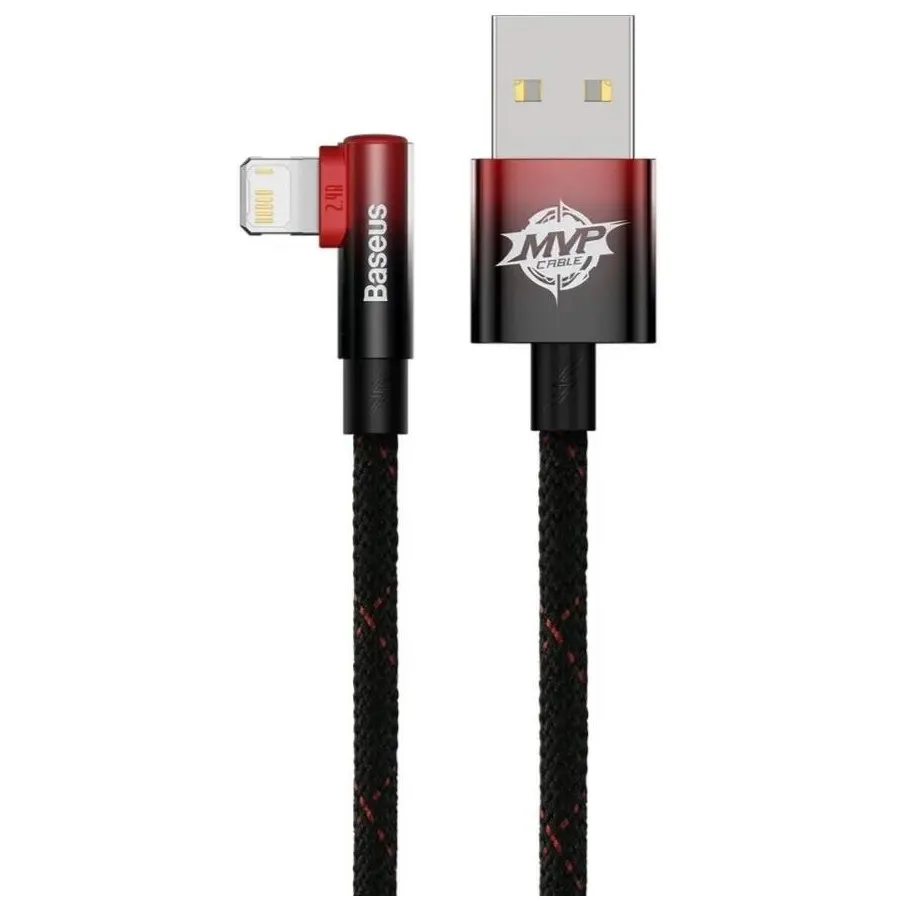 Кабель Baseus MVP 2 USB - Lightning (M/M), 2.4A, 2 м Black/Red (CAVP000120) - мініатюра 2