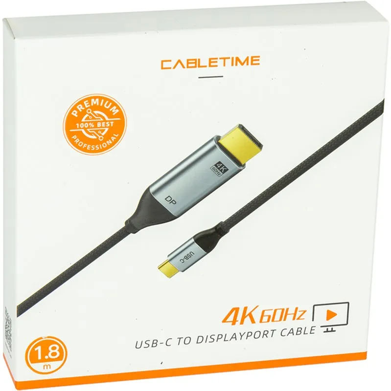 Кабель Cabletime USB Type-C - DisplayPort (M/M), 4K, Ultra HD, 1.8м, V1.2, Black (CA913305) - мініатюра 4