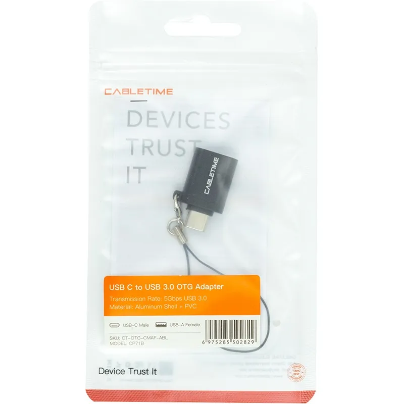 Адаптер Cabletime OTG USB Type-C - USB (M/F) Black (CA913688) - мініатюра 3
