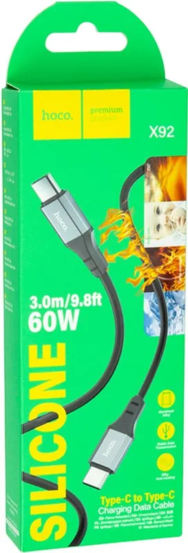 Кабель Hoco X92 USB Type-C - USB Type-C (M/M), 60W, 3 м, Black (CA913930) - мініатюра 4