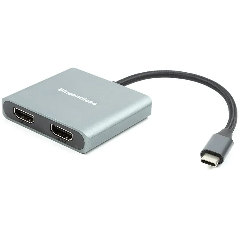 Адаптер Blueendless USB Type-C - 2xHDMI (M/F) Grey (CA913831) - зображення 1