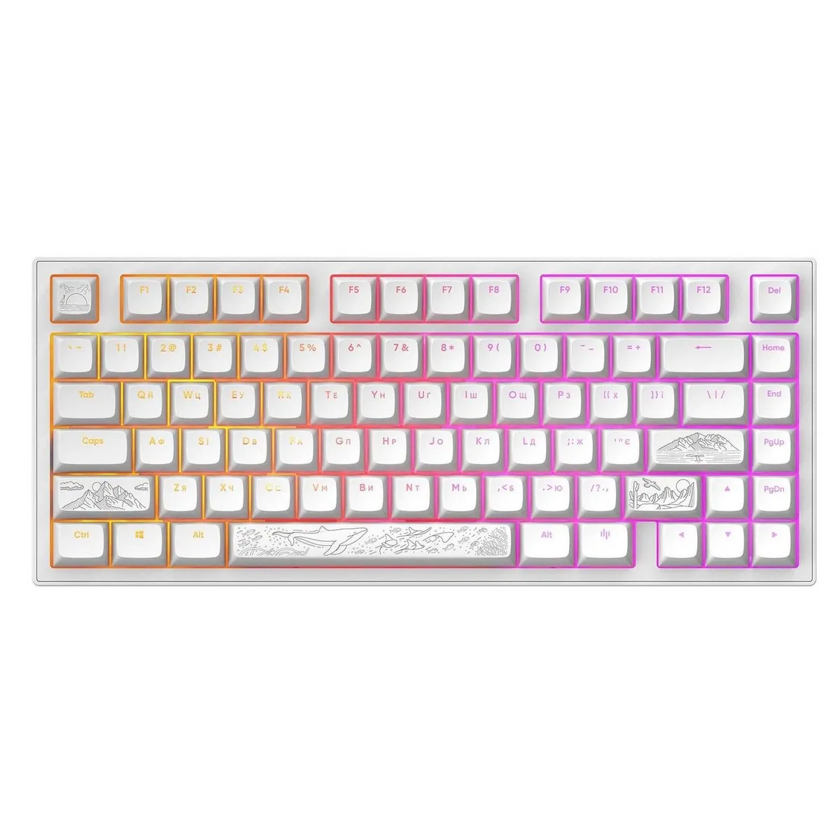 Клавіатура Dark Project ALU81 Terra Nostra White (DPKB_NOSTRA_81_ANSI_WHITE_UA) - зображення 1