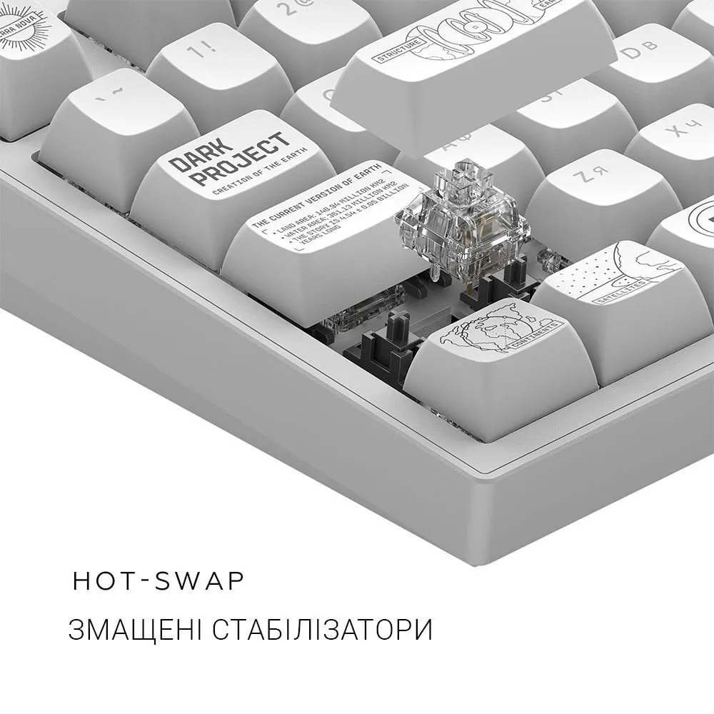 Клавіатура Dark Project ALU81 Terra Nova White (DPKB_NOVA_81_ANSI_WHITE_UA) - мініатюра 8