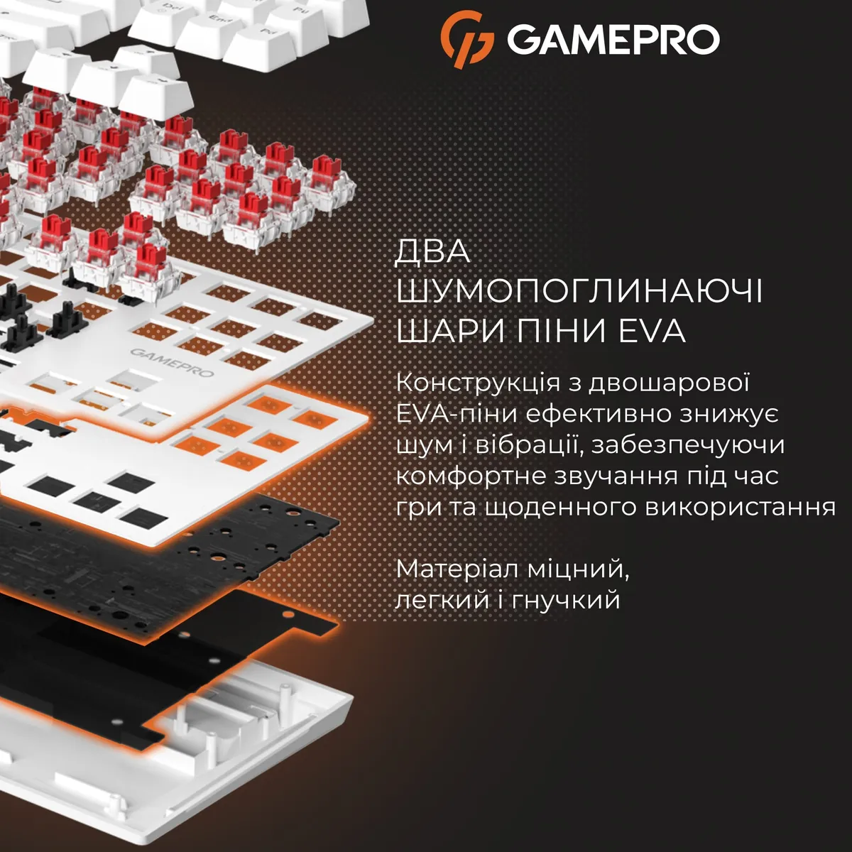 Дротова механічна клавіатура GamePro Genesis Joker (MK124W) 87% Red switches - мініатюра 11