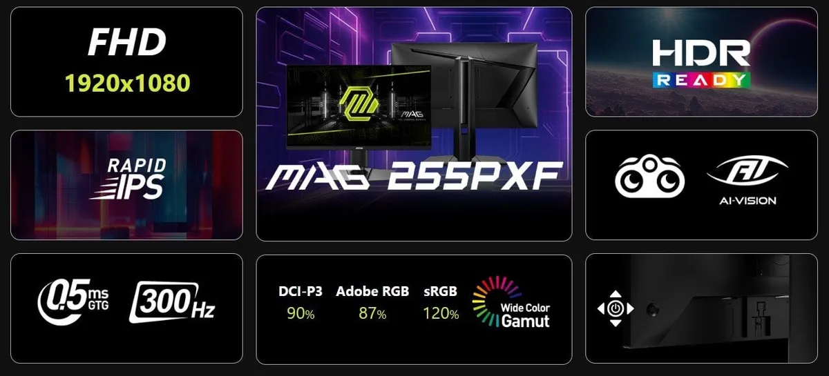 Монітор MSI 24.5" MAG 255PXF IPS Black 300Hz - мініатюра 6