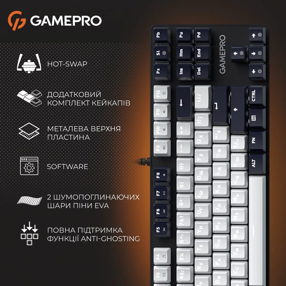 Дротова механічна клавіатура GamePro Genesis Metallic (MK110B) 87% Red switches - мініатюра 17