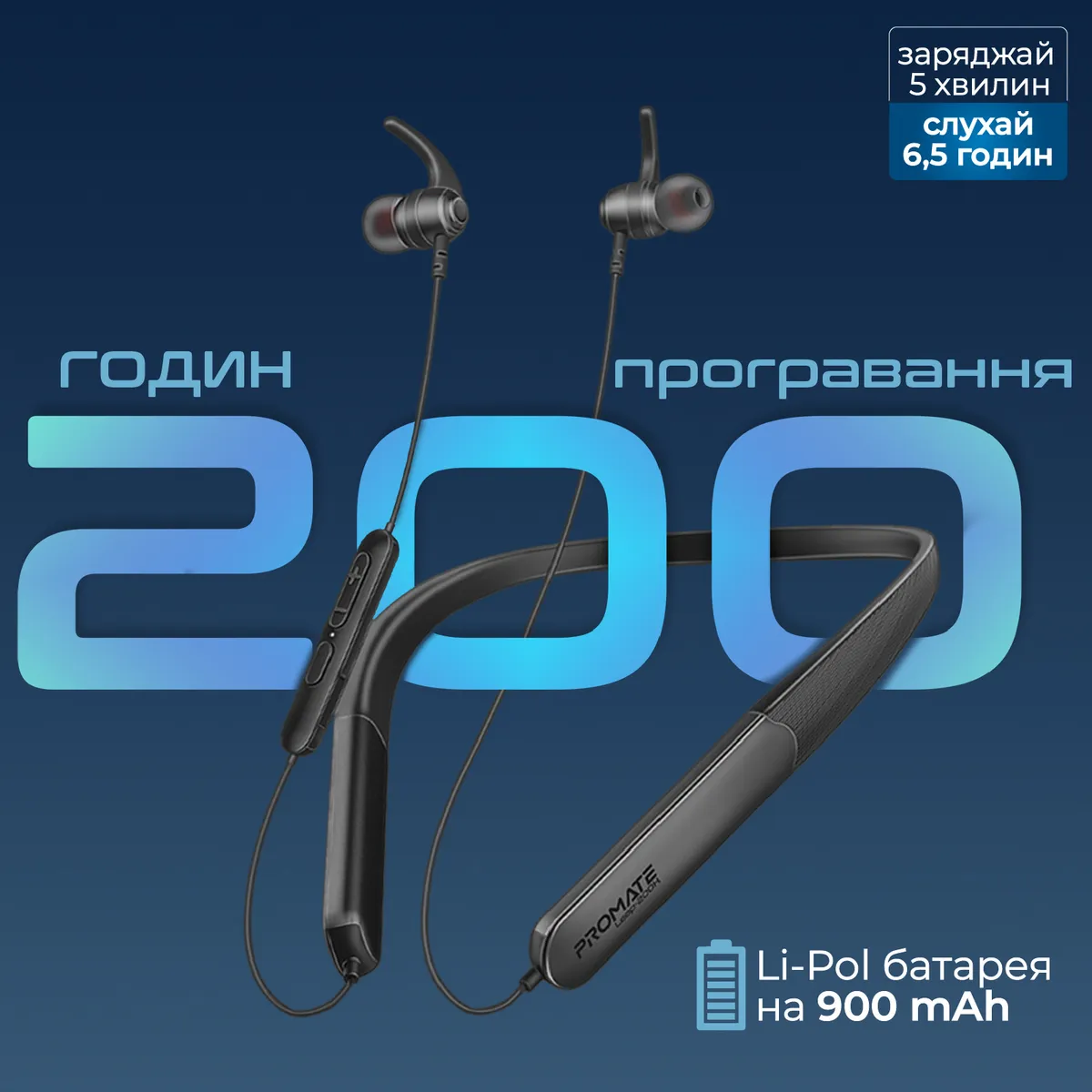 Bluetooth-гарнітура Promate Leap-200h Black - мініатюра 5