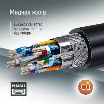 Кабель ColorWay HDMI - HDMI V 2.0 (M/M), 4K/60 Гц, 5 м, Black (CW-CBHD080-BK) - мініатюра 8