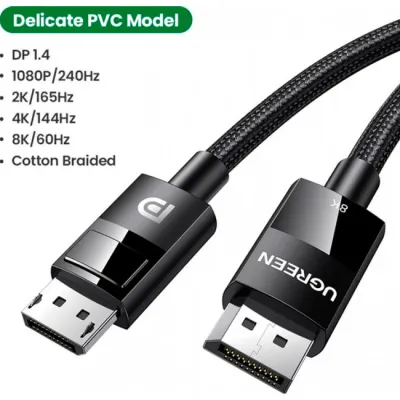 Кабель DisplayPort (M) - DisplayPort (M), 1.5 м, Black, Ugreen DP114, V1.4, 8K / 60 Гц (80391) - мініатюра 4