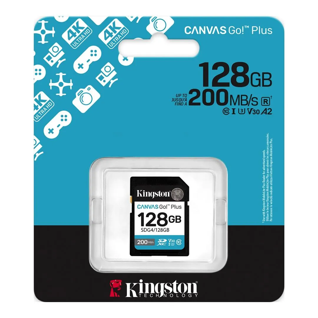 Карта пам`ятi SDXC 128GB UHS-I/U3 Class 10 Kingston Canvas Go! Plus R200/W200MB/s (SDG4/128GB) - мініатюра 3