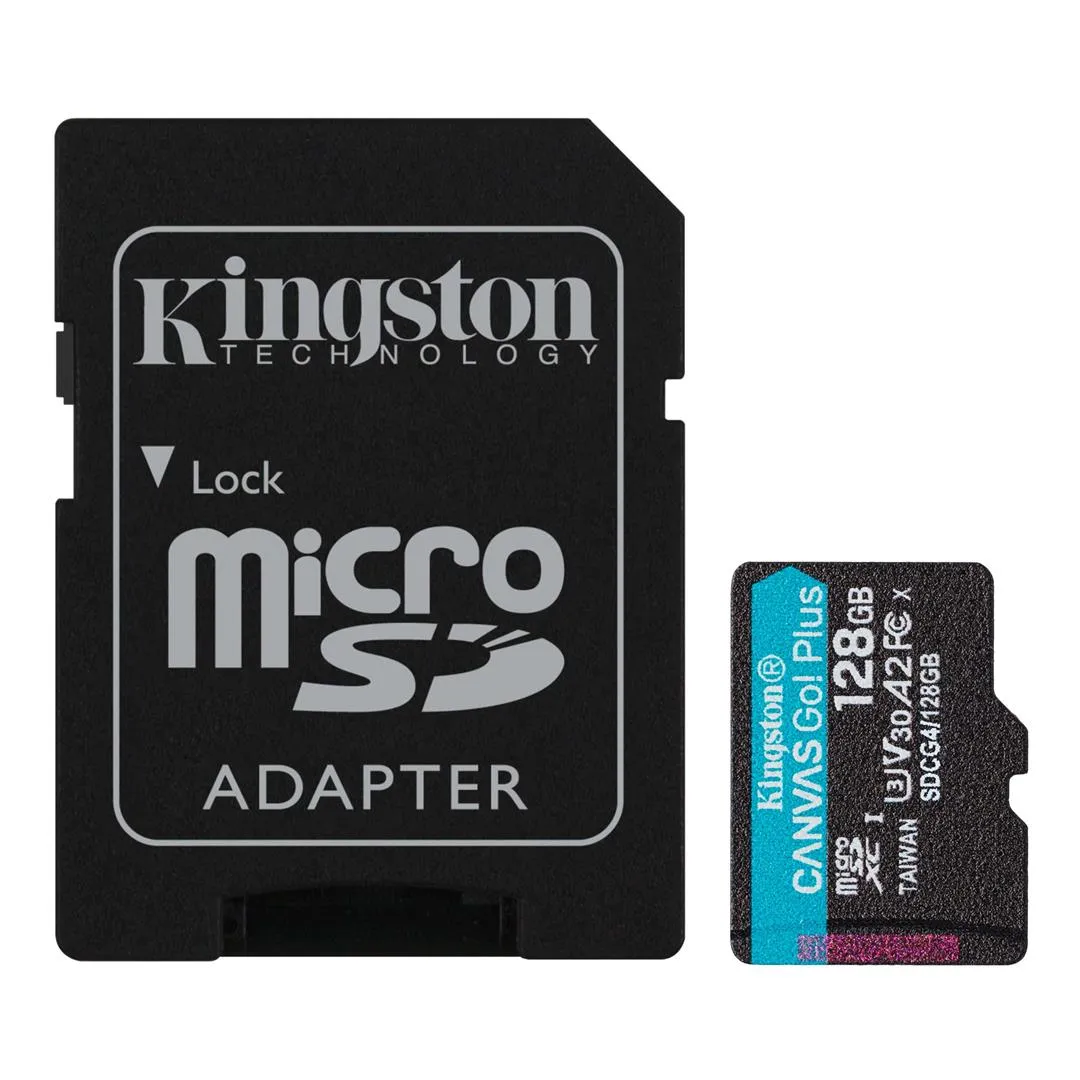 Карта пам`яті MicroSDXC 128GB UHS-I/U3 Class 10 Kingston Canvas Go! Plus R200/W200MB/s + SD-адаптер (SDCG4/128GB) - зображення 1