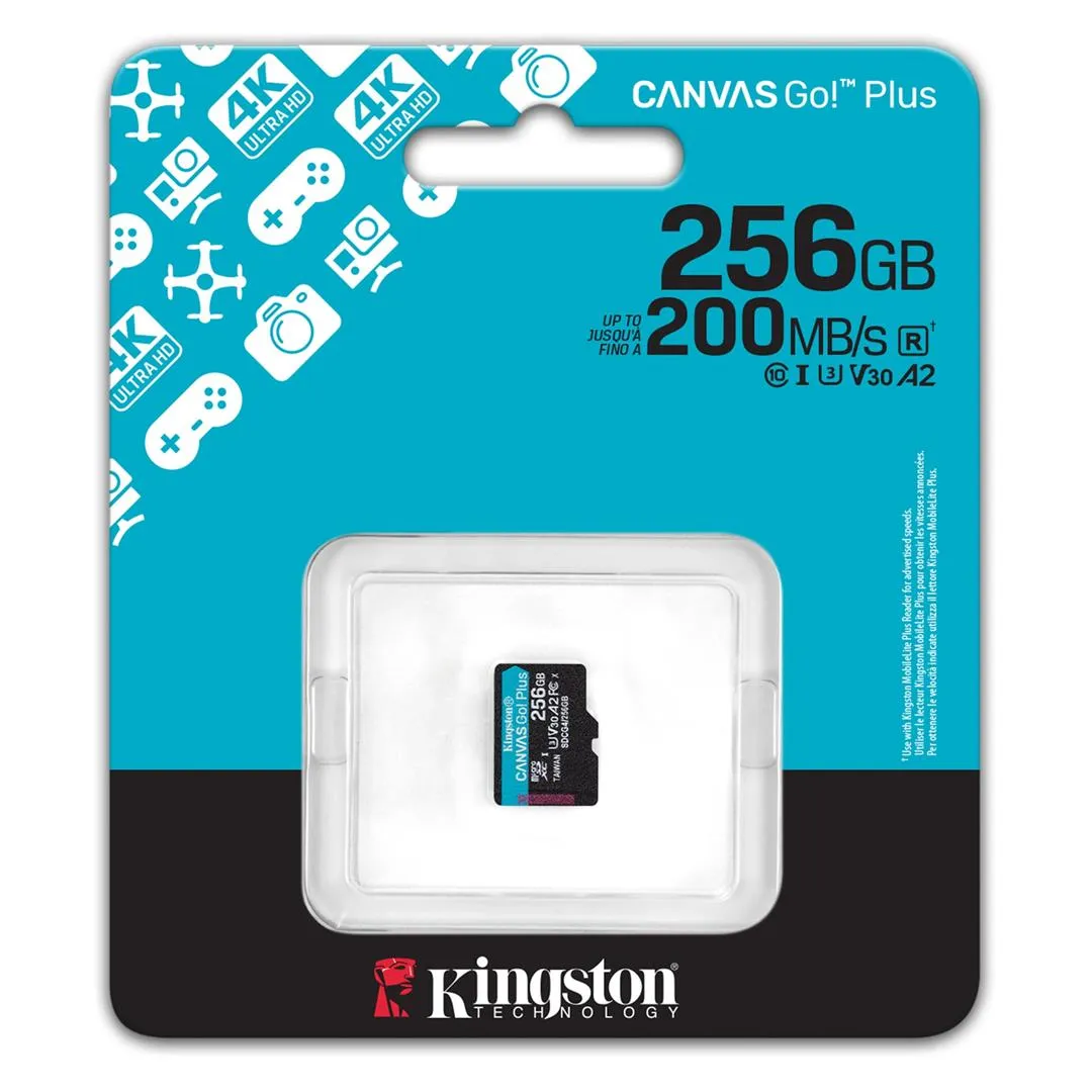 Карта пам`яті MicroSDXC  256GB UHS-I/U3 Class 10 Kingston Canvas Go! Plus R200/W160MB/s (SDCG4/256GBSP) - мініатюра 3