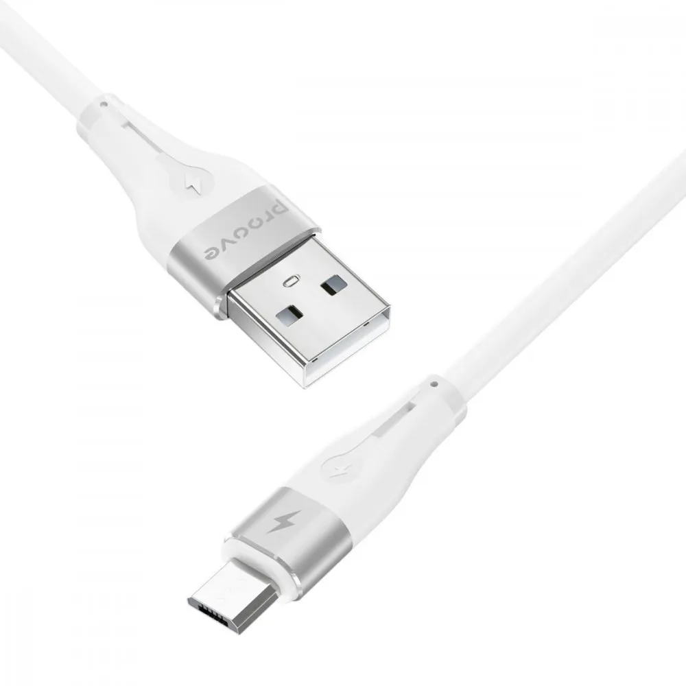 Кабель Proove Soft Silicone USB to Micro USB 2.4A (1m) (white) - мініатюра 4