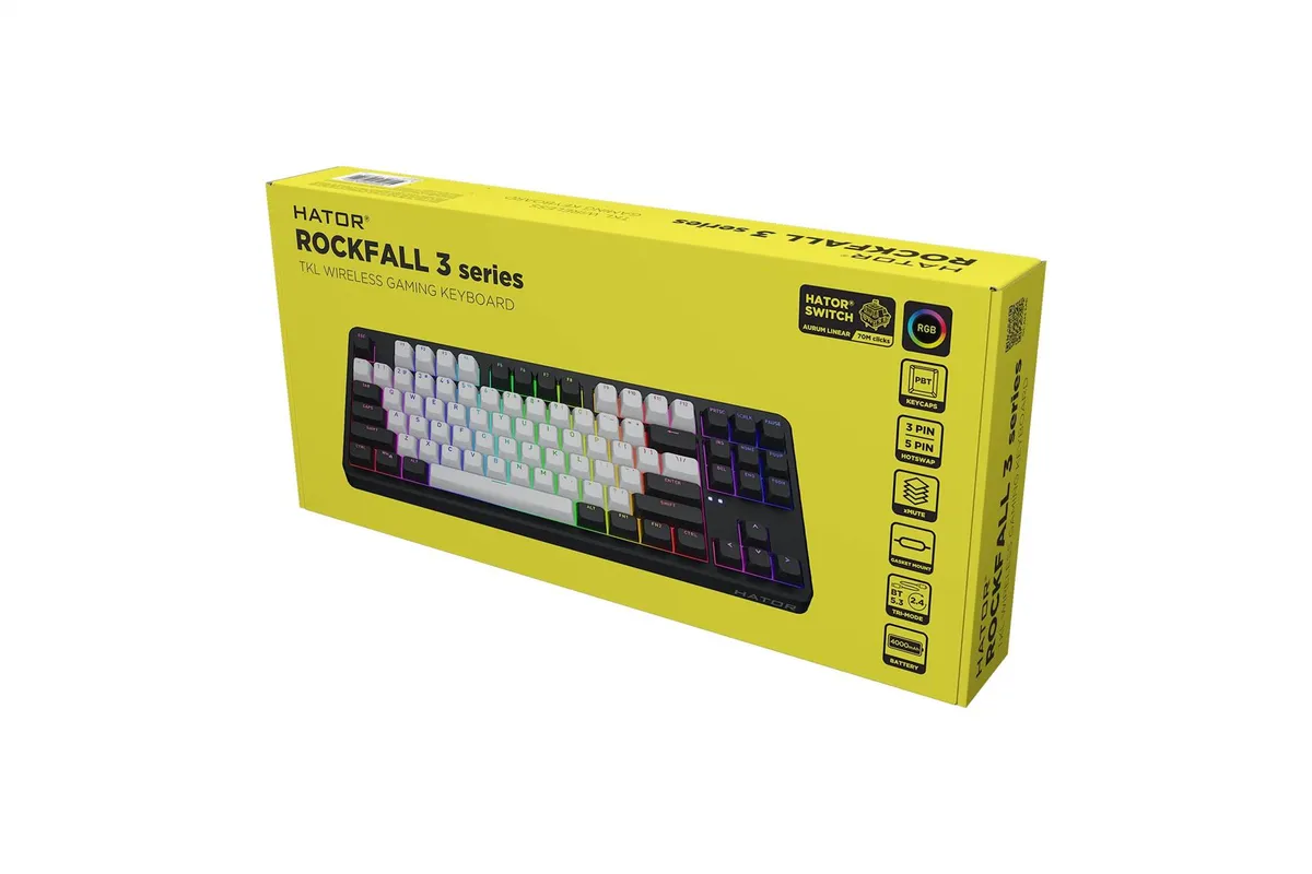 Клавіатура Hator Rockfall 3 Mecha TKL Wireless Orange Black (HTK850US) - мініатюра 6