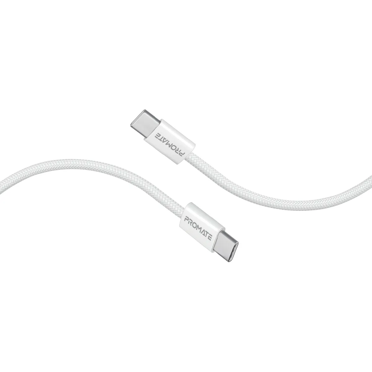 Кабель Promate USB Type-C - USB Type-C (M/M), 3A, 60W, 2 м, White (ecoline-cc200.white) - мініатюра 7