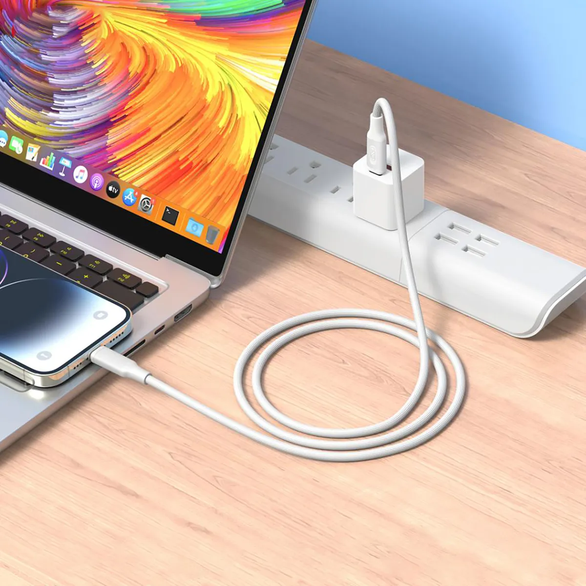 Кабель XO USB Type-C - USB Type-C (M/M), 3А, 60W, 1.2 м, White (NB-Q265B-CC.white) - мініатюра 2