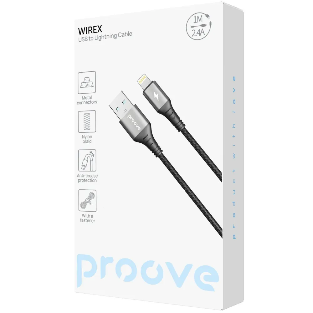 Кабель Proove WireX USB to Lightning 2.4A (1m) (white) - зображення 1