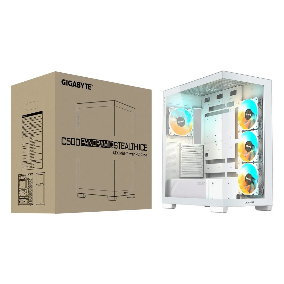 Корпус Gigabyte Aorus C500 Panoramic Stealth Tempered Glass Ice без БЖ (GB-C500PI ST) - мініатюра 8