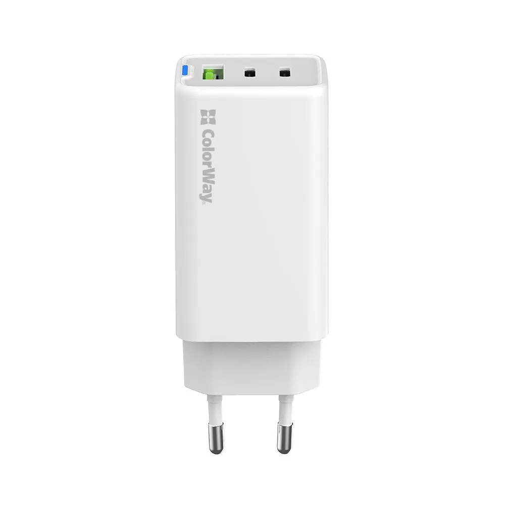 Мережевий зарядний пристрій ColorWay GaN Mini 65W PD Port PPS USB (USB-2C1A) White (CW-CHS058PD-WT) - мініатюра 3