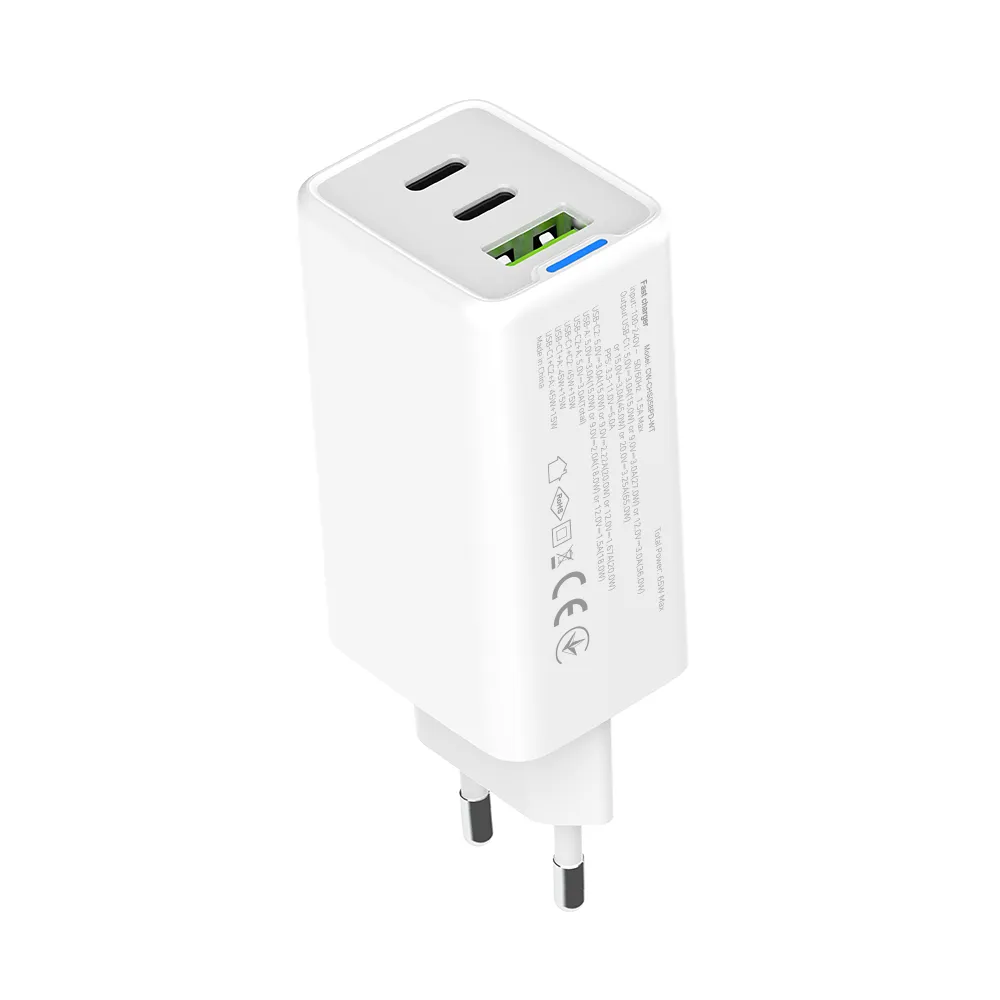 Мережевий зарядний пристрій ColorWay GaN Mini 65W PD Port PPS USB (USB-2C1A) White (CW-CHS058PD-WT) - мініатюра 4