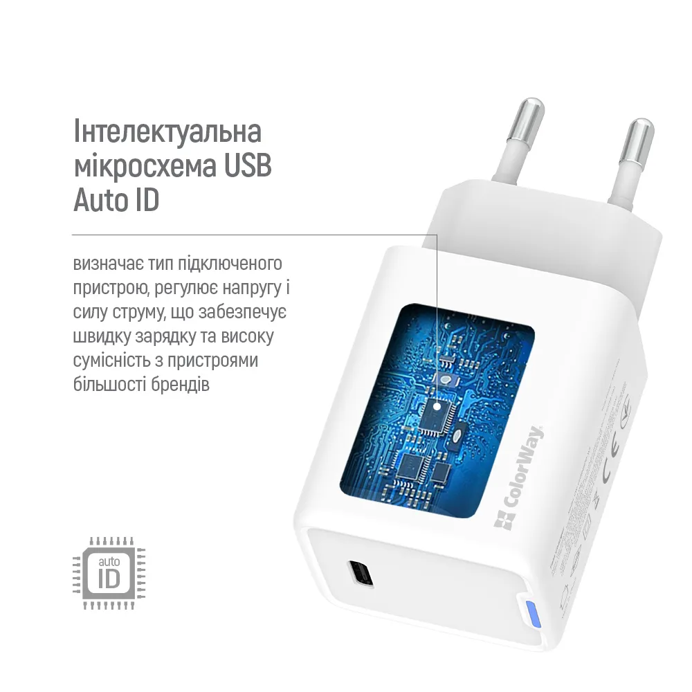 Мережевий зарядний пристрій ColorWay GaN Mini 45W PD Port PPS USB-C White (CW-CHS057PD-WT) - мініатюра 10