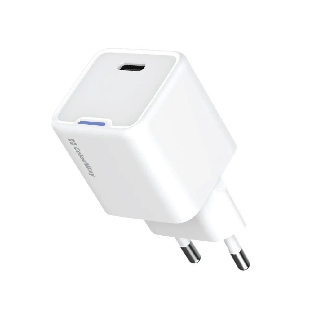 Мережевий зарядний пристрій ColorWay GaN Mini 25W PD Port PPS USB-C White (CW-CHS052PD-WT) - мініатюра 2