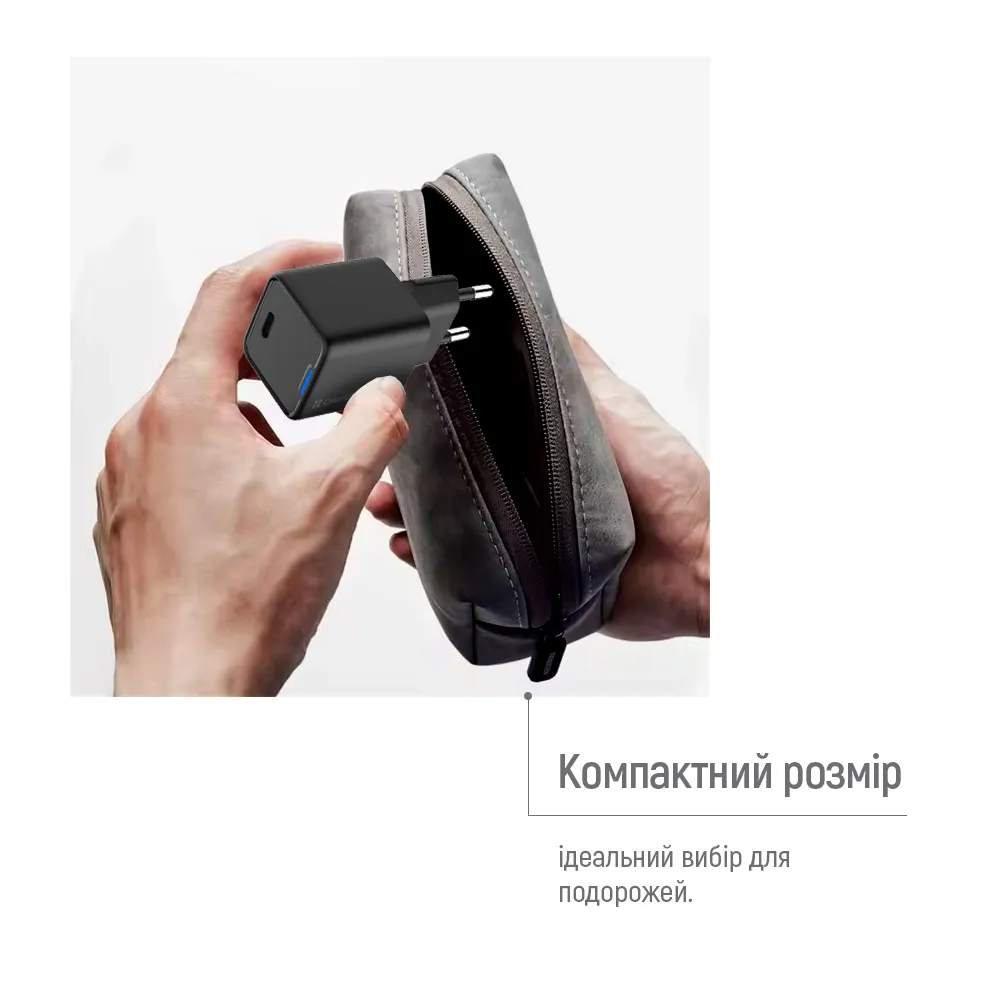 Мережевий зарядний пристрій ColorWay GaN Mini 25W PD Port PPS USB-C Black (CW-CHS052PD-BK) - мініатюра 11