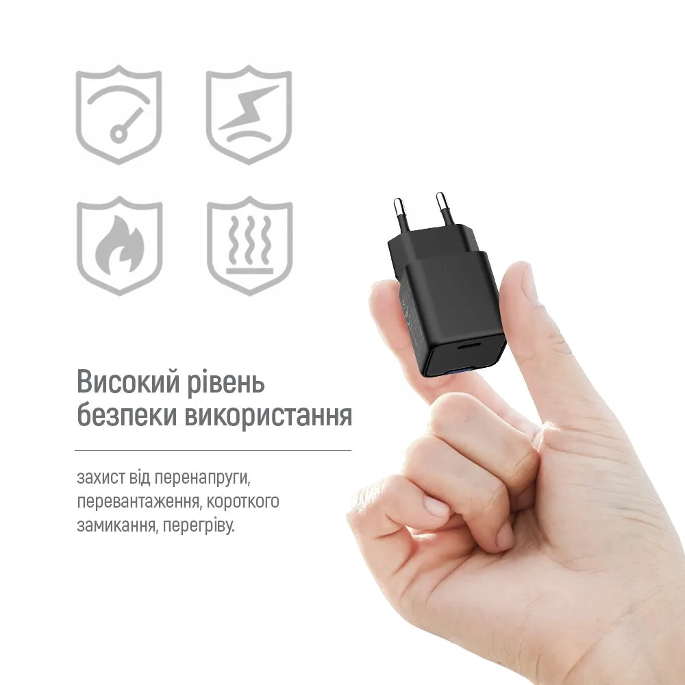 Мережевий зарядний пристрій ColorWay GaN Mini 25W PD Port PPS USB-C Black (CW-CHS052PD-BK) - мініатюра 13