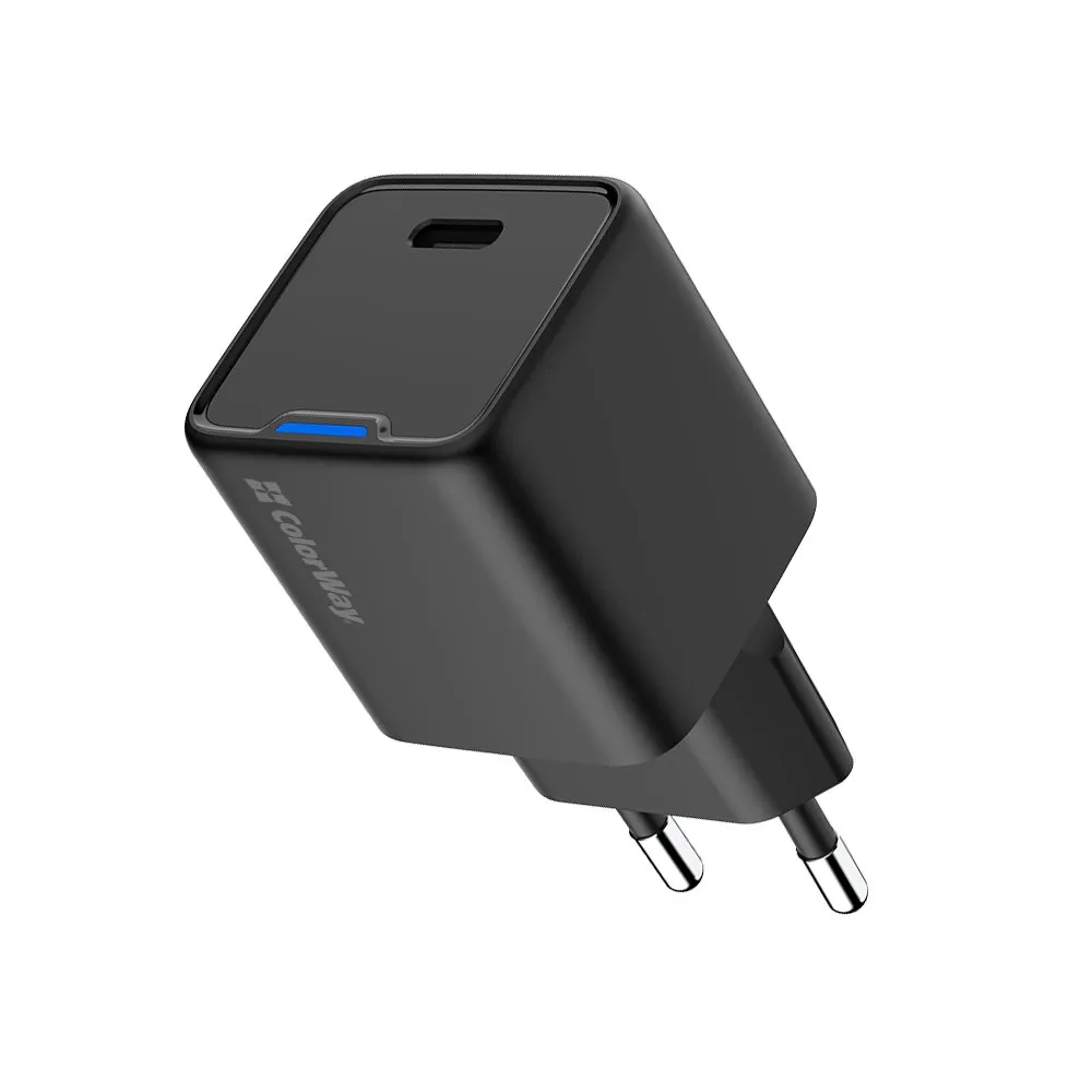 Мережевий зарядний пристрій ColorWay GaN Mini 25W PD Port PPS USB-C Black (CW-CHS052PD-BK) - мініатюра 2