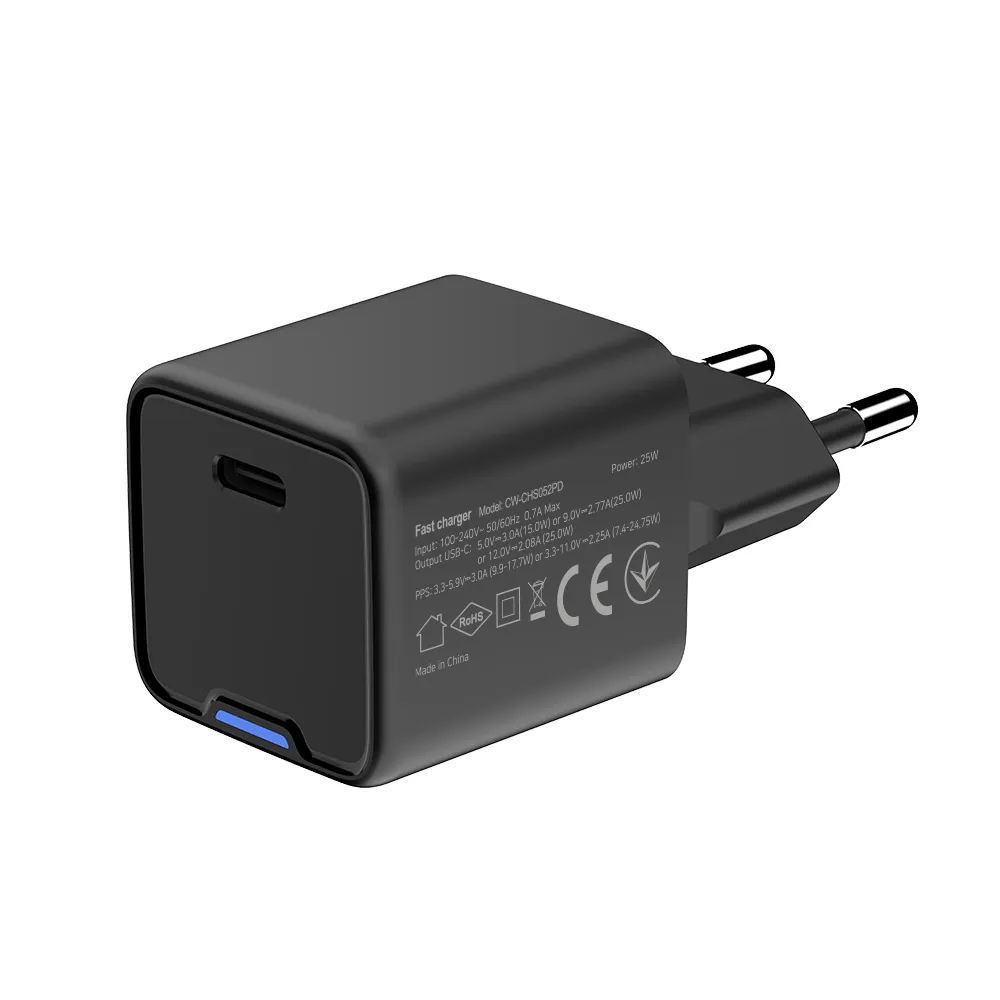 Мережевий зарядний пристрій ColorWay GaN Mini 25W PD Port PPS USB-C Black (CW-CHS052PD-BK) - мініатюра 6